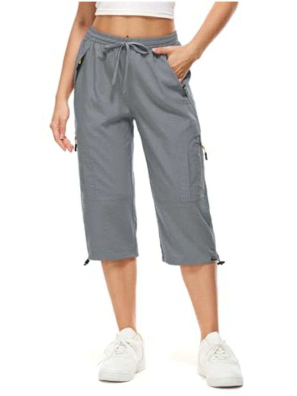 Women's Quick Dry Hiking Pants Elastic Waist with Zipper Pockets